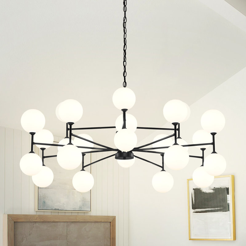 View of George Oliver 24-light White Bubble Chandelier Modern Chandelier ...